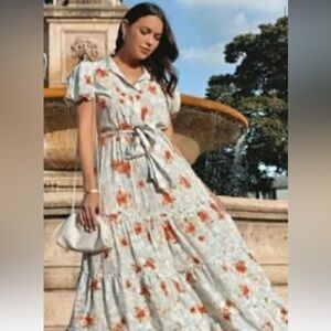 Misa Los Angeles Everleigh Floral Maxi Dress in Orange and White
